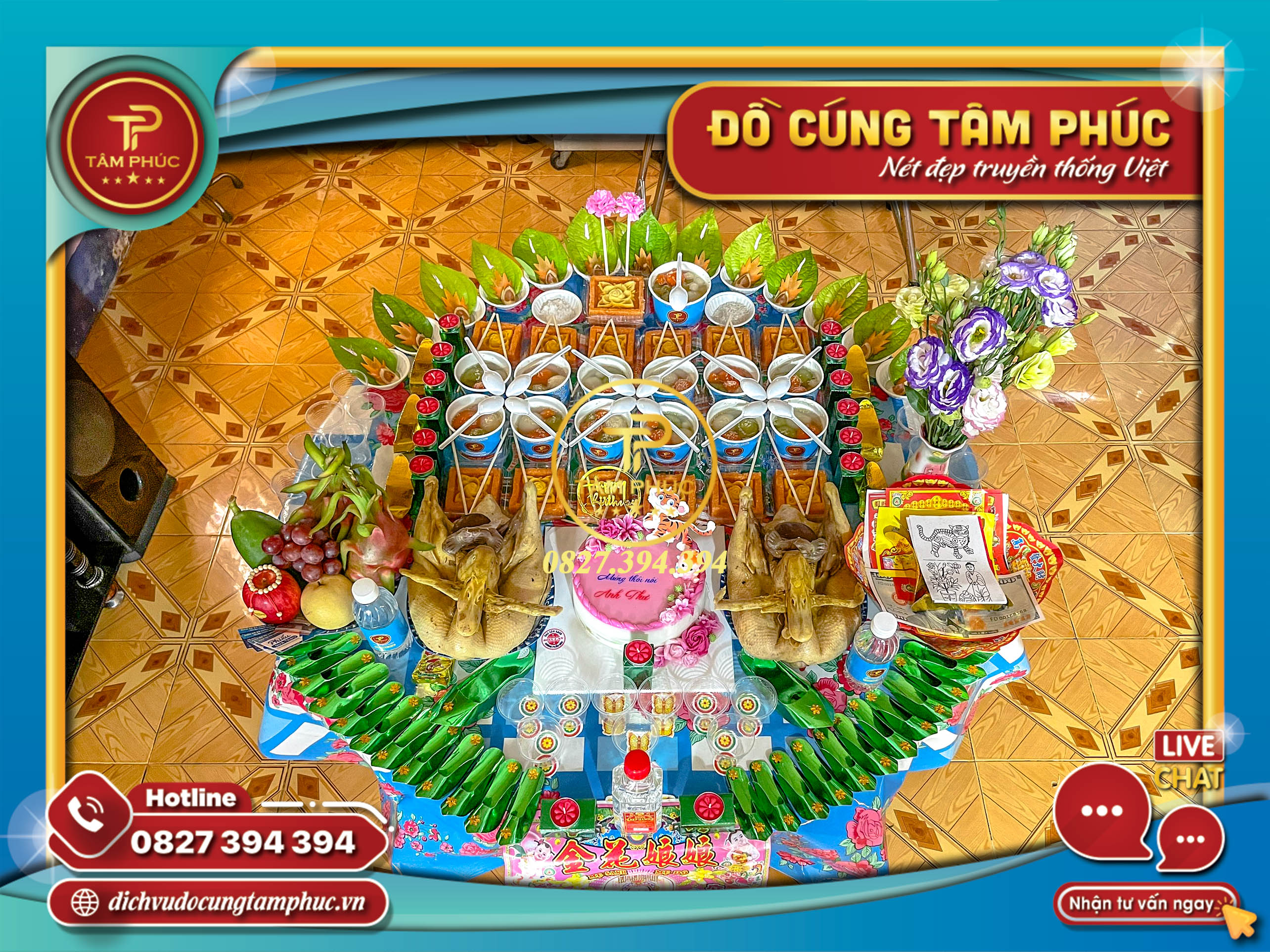 Mâm cúng Thôi Nôi cho bé.